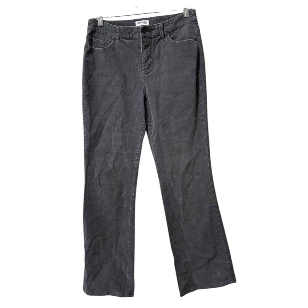 ST JOHNS BAY Womens Size 8p Petite Gray Straight Bootcut Corduroy Pants‎ Casual